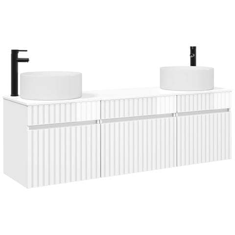 Set di Armadi da Bagno 3 pz Bianco Lucido 49 x 44,5 x 65,5 cm - Foto 1