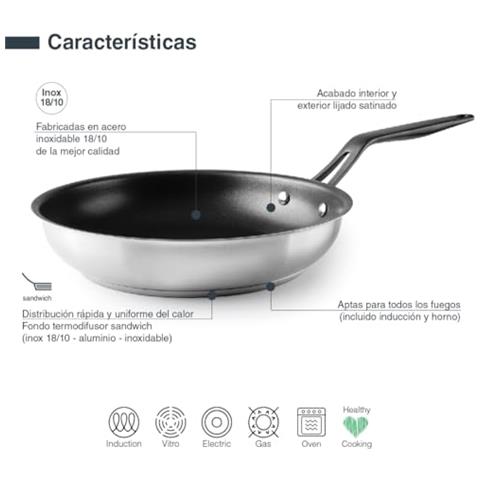 47430 - Padella antiaderente Origin, acciaio inox 18/10, rivestimento antiaderente QuanTanium® - Foto 3
