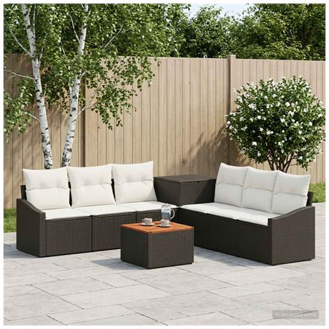 Set di divani 8 pz Nero e Bianco Crema - Foto 2
