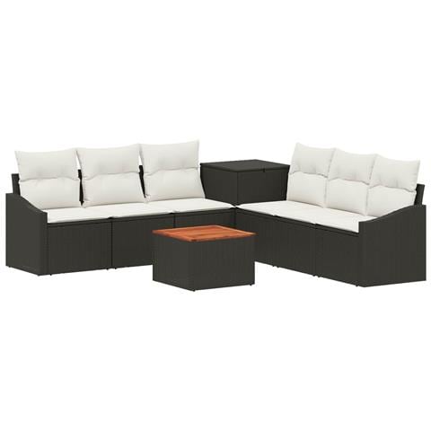 Set di divani 8 pz Nero e Bianco Crema - Foto 1