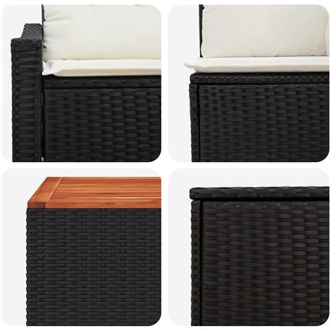 Set di divani 8 pz Nero e Bianco Crema - Foto 10