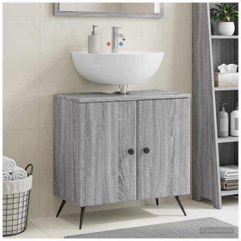 Armadio per Lavabo da Bagno BREDA Sonoma grigio - Foto 2
