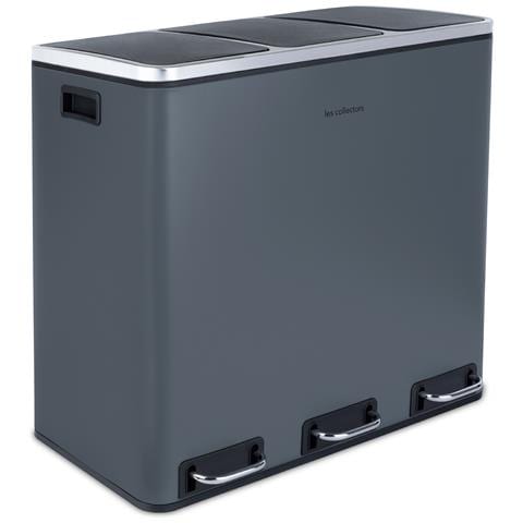 Pattumiera A Pedale, 54 L, 3 Scomparti 18l, Grigio Scuro - Foto 2