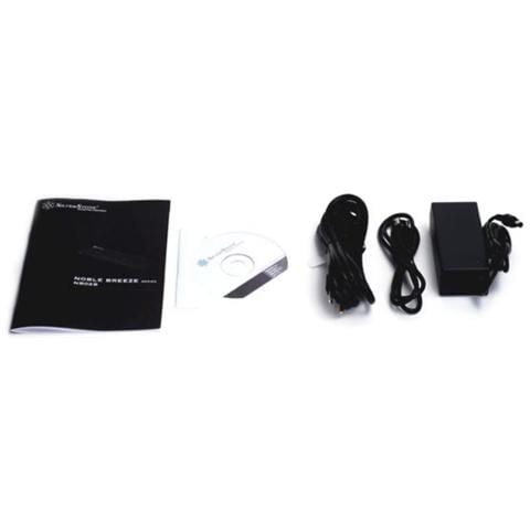 SST-NB02B SST-NB02B Noble Breeze Aluminium Notebook Cooler with 10/100 Base-T- (RJ-45) Connector, Audio, Microfon, 5x USB 2.0 as well as Charger for Mobile Phone, black - Foto 1