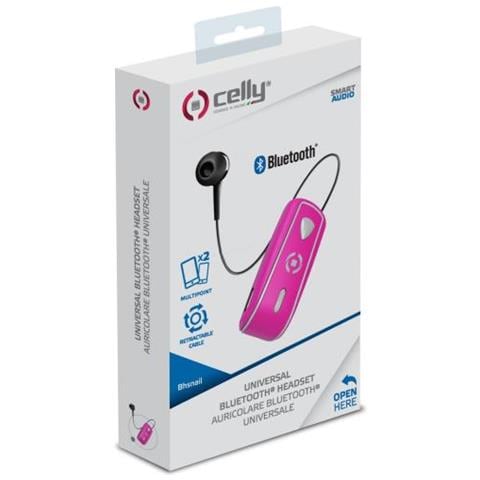 Auricolare Bluetooth Universale Bh Snail Monofonico con Cavo Riavvolgibile Colore Rosa - Foto 5
