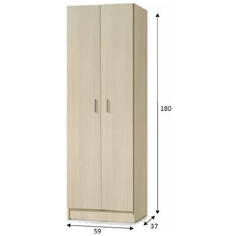 Armadio Multiuso A Due Ante Battenti E Tre Ripiani Regolabili, Colore Rovere, Cm 59 X 37 X H180 - Foto 5