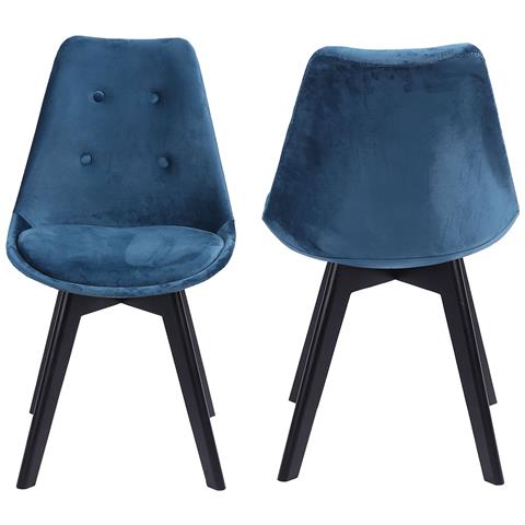 Set Di 2 Sedie Nora In Velluto Blu Con Cuscino - Foto 9