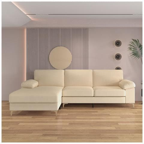 Galway Divano Ad Angolo Sinistro 4/5 Posti In Velluto Beige - Foto 9