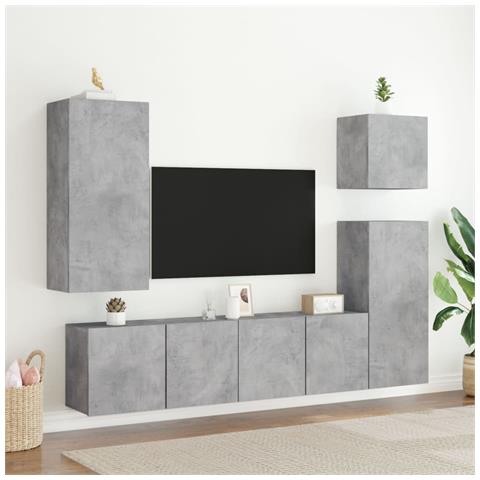 Mobili Tv A Parete 2pz Grigio Cemento 80x30x41 Cm - Foto 3