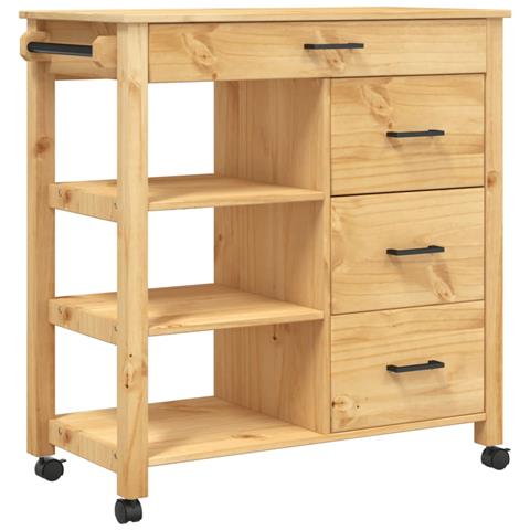 Carrello Da Cucina Monza 84x40x90 Cm In Legno Massello Di Pino - Foto 2