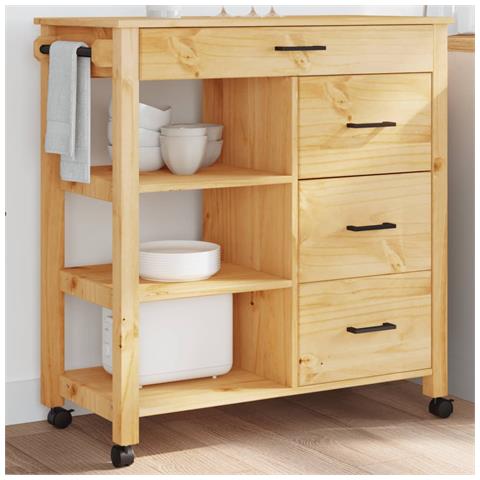 Carrello Da Cucina Monza 84x40x90 Cm In Legno Massello Di Pino - Foto 1