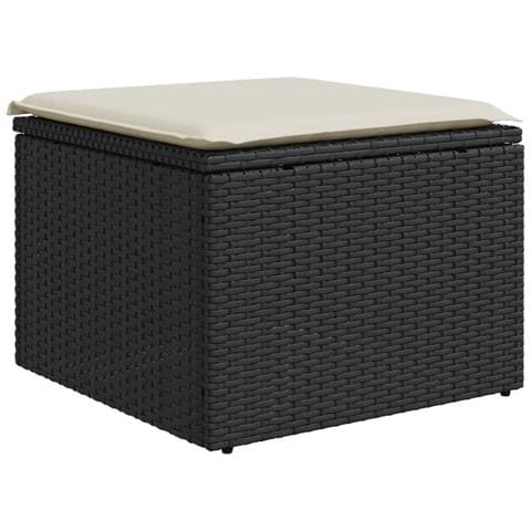 Sgabello Giardino Con Cuscino Nero 55x55x37 Cm In Polyrattan - Foto 2