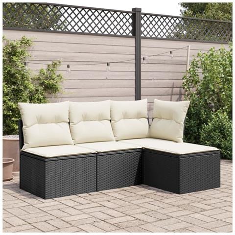 Sgabello Giardino Con Cuscino Nero 55x55x37 Cm In Polyrattan - Foto 3