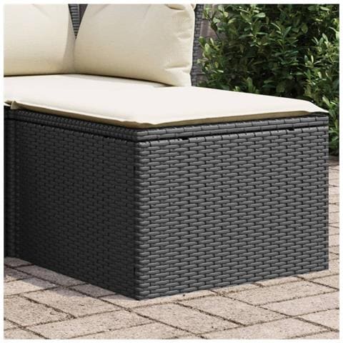 Sgabello Giardino Con Cuscino Nero 55x55x37 Cm In Polyrattan - Foto 1
