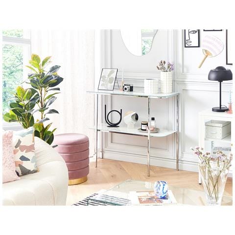 Tavolino Consolle Calvert Vetro Temperato Marmo /argento - Foto 1