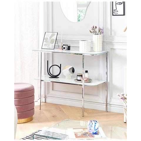 Tavolino Consolle Calvert Vetro Temperato Marmo /argento - Foto 9