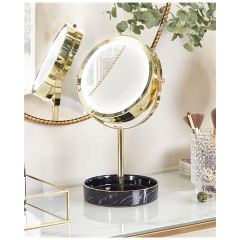 Specchio Per Make-up Led Savoie Nero /oro - Foto 1