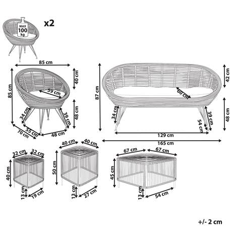 Set Divano E Poltrone 4 Posti Con 3 Tavolini Rattan Naturale Maratea /cesenatico - Foto 7