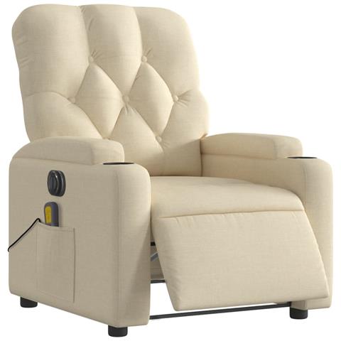 Poltrona Reclinabile Massaggiante Elettrica Crema In Tessuto - Foto 2