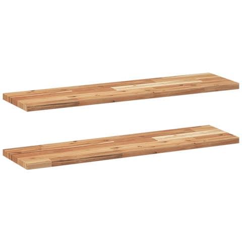 Mensole Da Parete 2 Pz 100x20x2 Cm Legno Acacia Rifinito A Olio - Foto 2