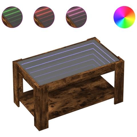Tavolino Salotto Con Led Rovere Fumo 93x53x45 Cm Multistrato - Foto 2