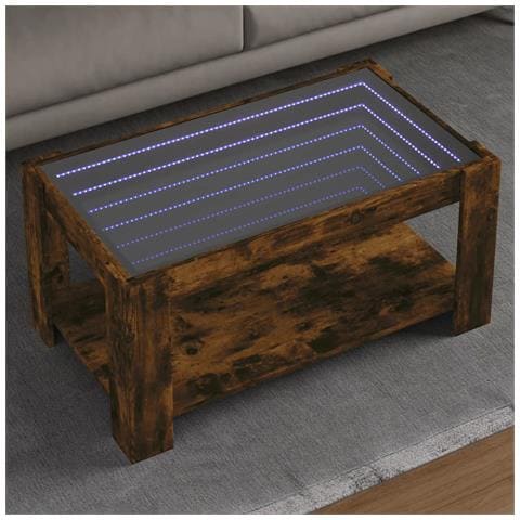 Tavolino Salotto Con Led Rovere Fumo 93x53x45 Cm Multistrato - Foto 1