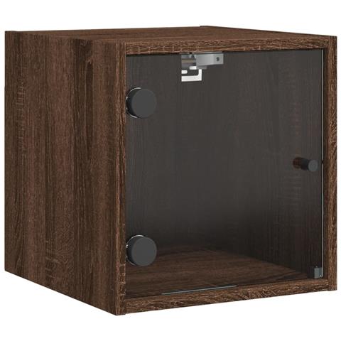 Comodino Con Anta In Vetro Rovere Marrone 35x37x35 Cm - Foto 2