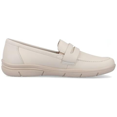 Beige Casual Closed Loafers Mocassino Pelle Scarpe Donna Beige Eu 37, L7455-60 - Foto 3