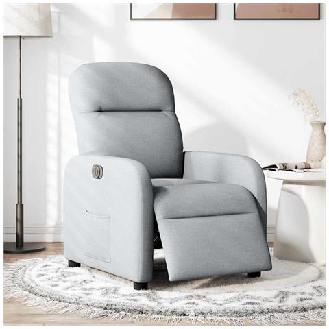 Poltrona Elettrica Reclinabile Grigio Chiaro In Tessuto - Foto 2