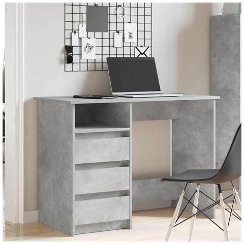 Scrivania Grigio Cemento 102x50x75 Cm In Legno Multistrato - Foto 3