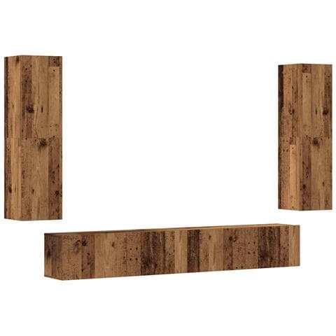 Mobili Tv A Parete 4 Pz Legno Antico In Legno Multistrato - Foto 2