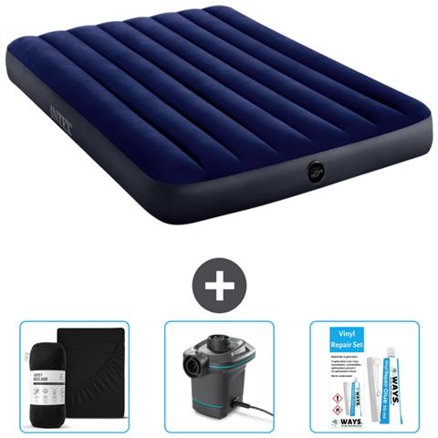 Set Materassino Gonfiabile - 191x137x25 Cm - Blu - Include Accessori Coordinati Cb8 - Foto 1