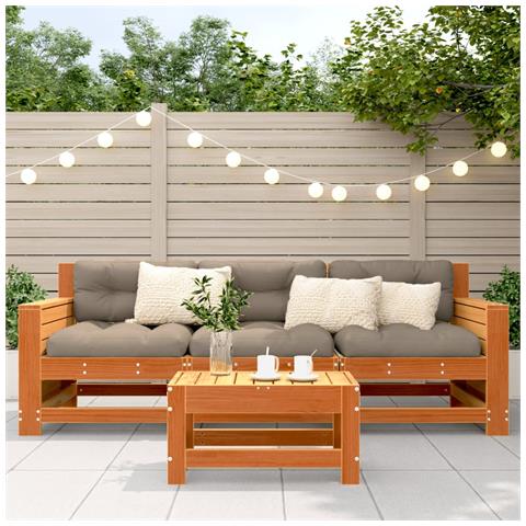 Poggiapiedi Da Giardino Marrone Cera 62x30x32 Cm Massello Pino - Foto 2