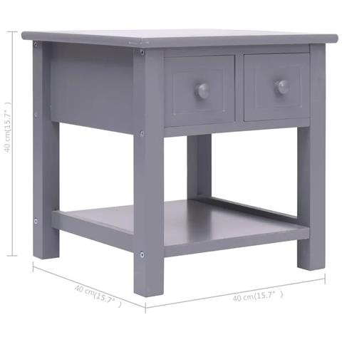 Tavolino Laterale Grigio 40x40x40 Cm In Legno Di Paulownia - Foto 8