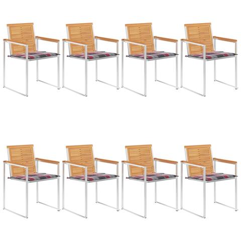 Sedie Da Giardino Con Cuscini 8 Pz In Legno Massello Di Teak - Foto 2