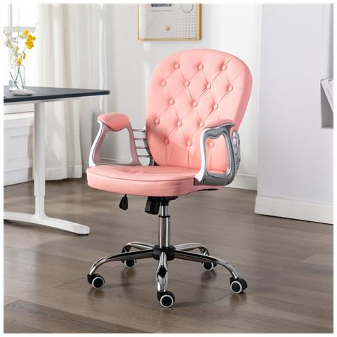 Lusso Casadino -  Sedia Da Ufficio Girevole Rosa In Similpelle - Foto 8