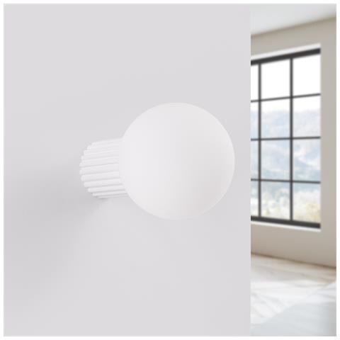 Lampada Da Parete Halo Bianca Ip44 Sl. 1707 - Moderno Lampada Da Parete Bianco 12x12x17 Cm - Foto 2