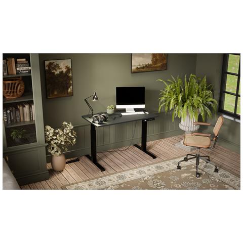 Scrivania con regolazione elettrica dell'altezza MOON 121x67x72-120 nero /antracite - Foto 2