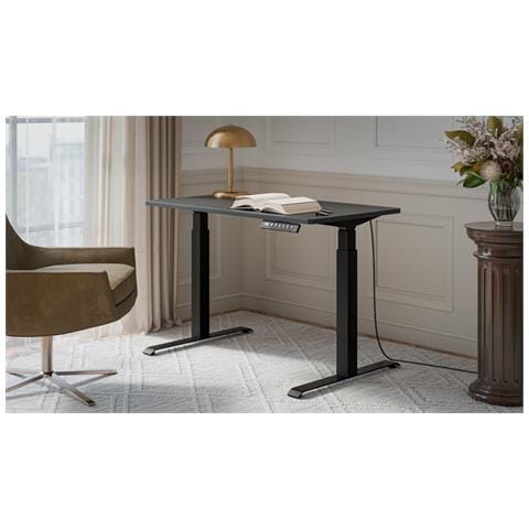 Scrivania con regolazione elettrica dell'altezza MOON 121x67x72-120 nero /antracite - Foto 3