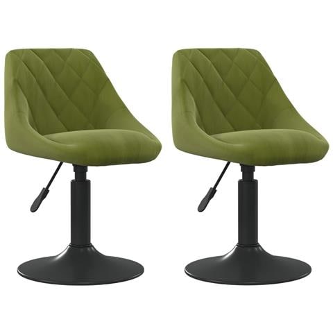 Sedie da Pranzo Girevoli 2 pz Verde Chiaro in Velluto - Foto 1