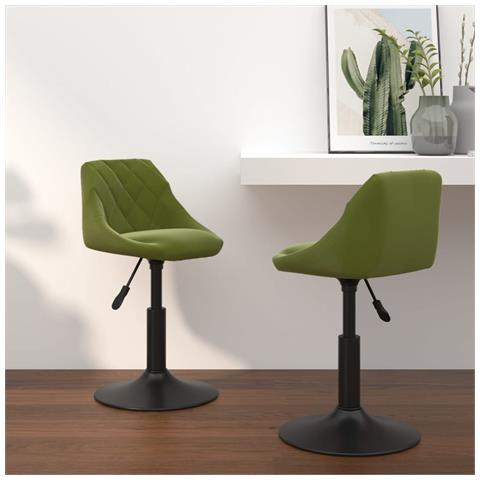 Sedie da Pranzo Girevoli 2 pz Verde Chiaro in Velluto - Foto 2