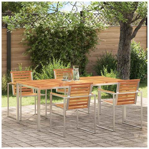 Tavolo da pranzo all'aperto 180x90x75 cm Legno massello di acacia - Foto 2