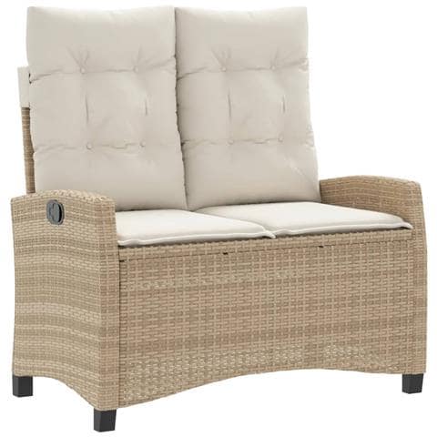 Panca Reclinabile da Giardino con Cuscini Beige in Polyrattan - Foto 1