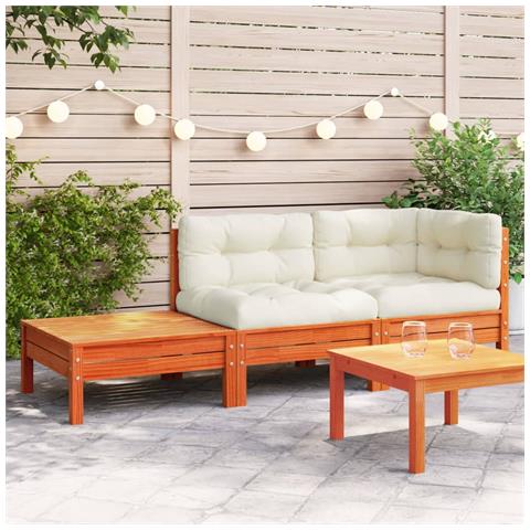 Divano Giardino con Cuscini e Poggiapiedi Legno Massello Pino - Foto 2