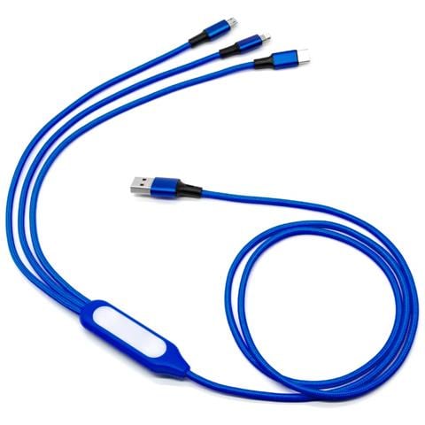Cavo Di Ricarica Intrecciato 5 In 1 Con Luce Notturna Led Multifunzione Blue - Foto 2