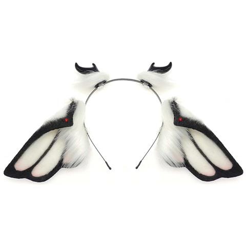 Cerchietto Gotico Angelo: Accessorio Cosplay Con Orecchie Di Falena E Corna Per Halloween E Eventi Black&white - Foto 1