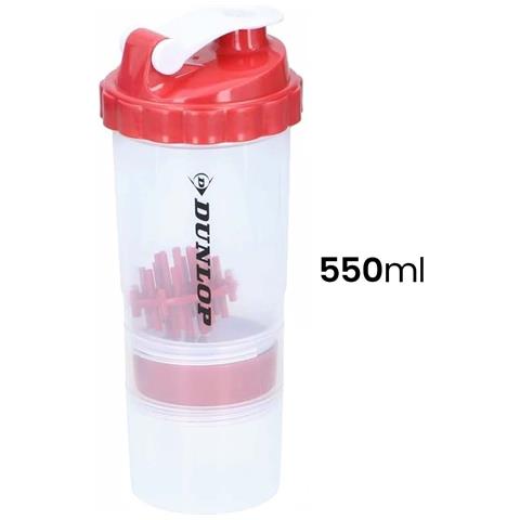 Bottiglia Sportiva 550 Ml Shaker Con Chiusura, Rosso - Foto 2
