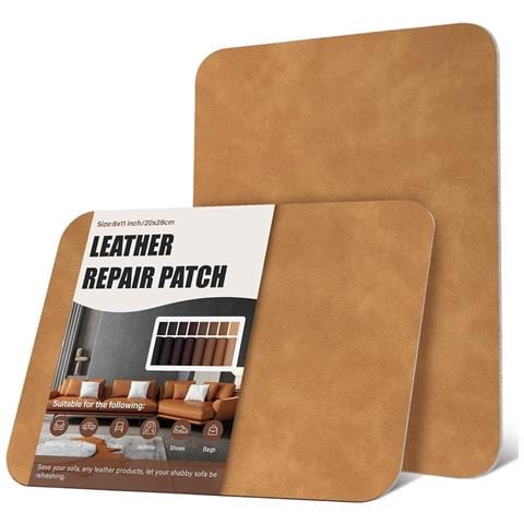 Kit Di Toppe Riparatrici Autoadesive Per Pelle 2 Pezzi 20x28cm Marrone Chiaro - Foto 1