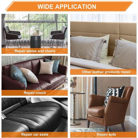 Kit Di Toppe Riparatrici Autoadesive Per Pelle 2 Pezzi 20x28cm Marrone Chiaro - Foto 2