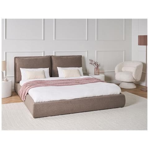 Letto Bouclé Bajonna 180 X 200 Cm Marrone - Foto 1